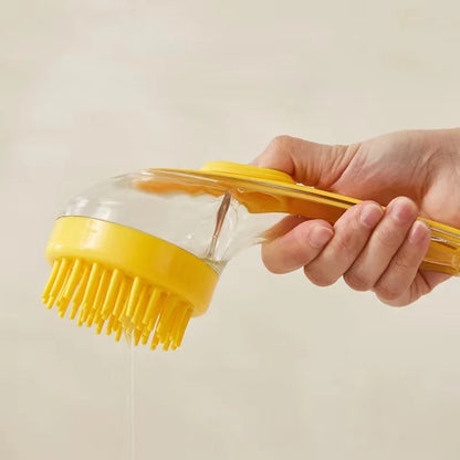 Pet Bath Brush – Silicone Dog Grooming Tool With Shampoo Dispenser & Soft Bristles - ZOOMNSTORE
