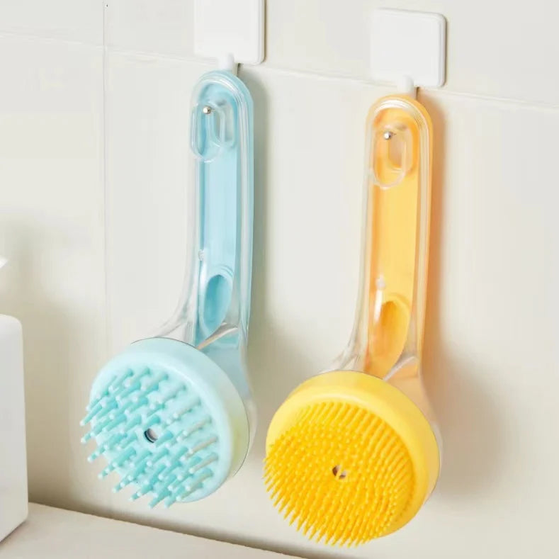 Pet Bath Brush – Silicone Dog Grooming Tool With Shampoo Dispenser & Soft Bristles - ZOOMNSTORE