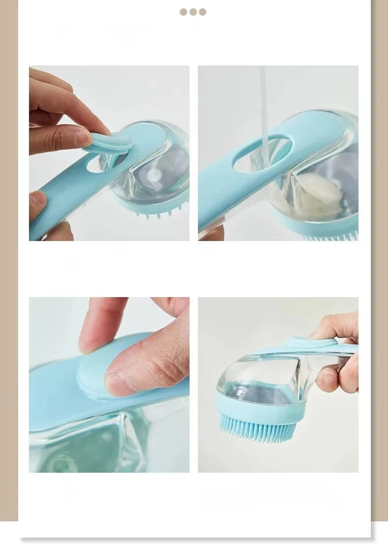 Pet Bath Brush – Silicone Dog Grooming Tool With Shampoo Dispenser & Soft Bristles - ZOOMNSTORE
