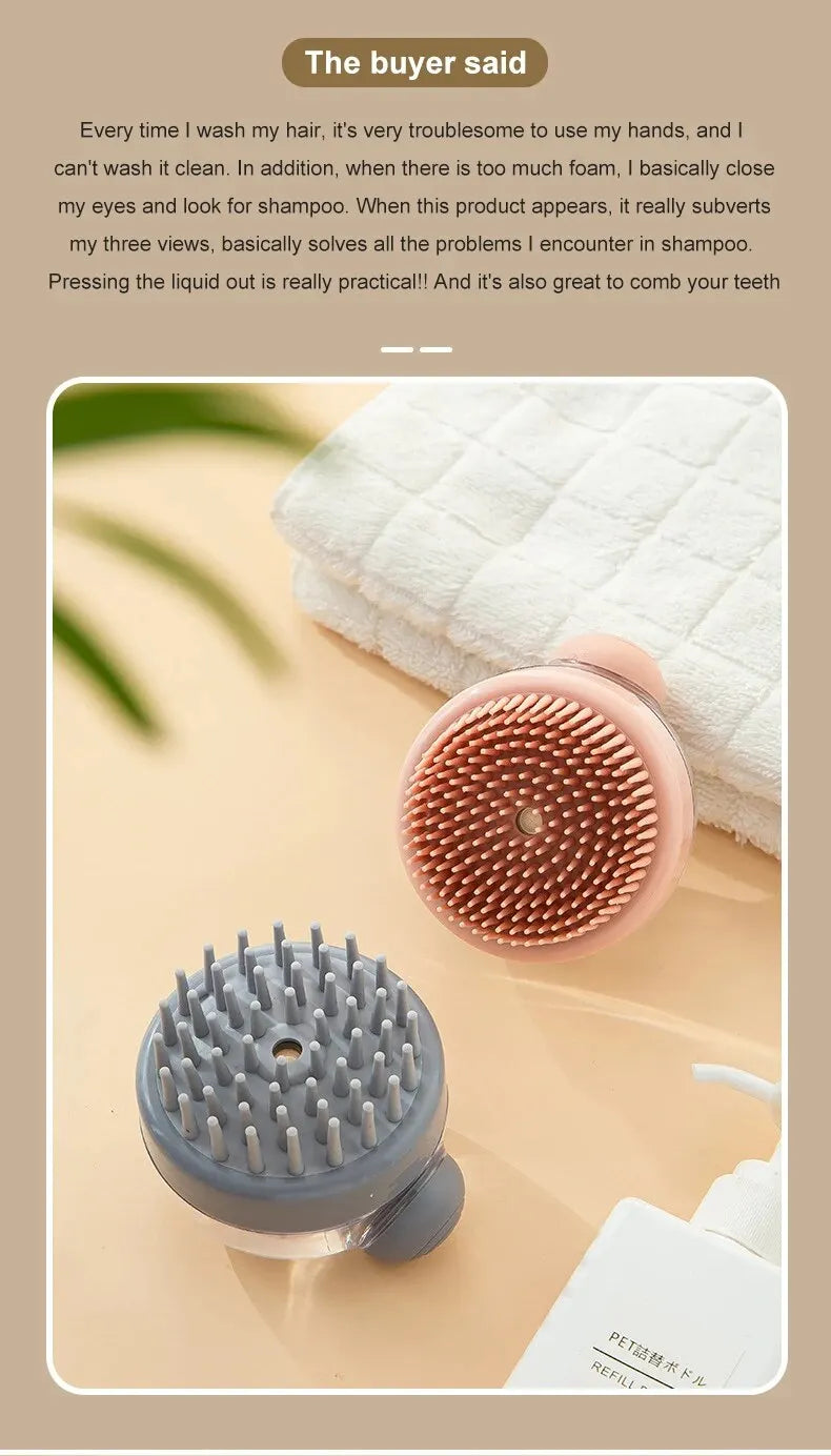 Pet Bath Brush – Soft Silicone Dog Grooming Brush With Shampoo Dispenser & Massage - ZOOMNSTORE