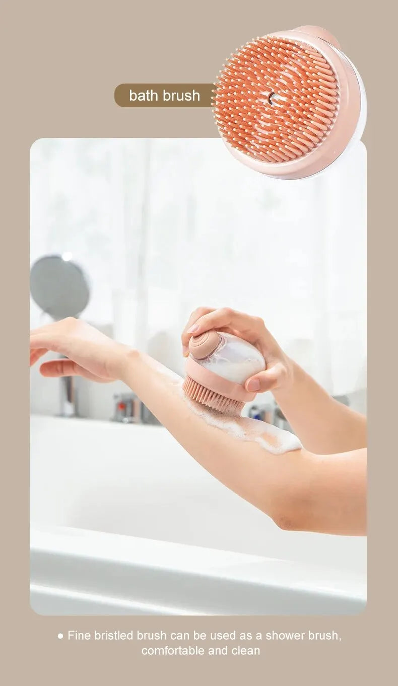 Pet Bath Brush – Soft Silicone Dog Grooming Brush With Shampoo Dispenser & Massage - ZOOMNSTORE