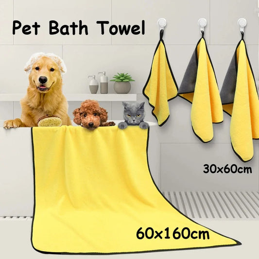Pet Bath Towel – Large Absorbent Dog Drying Towel with Soft Coral Velvet - ZOOMNSTORE