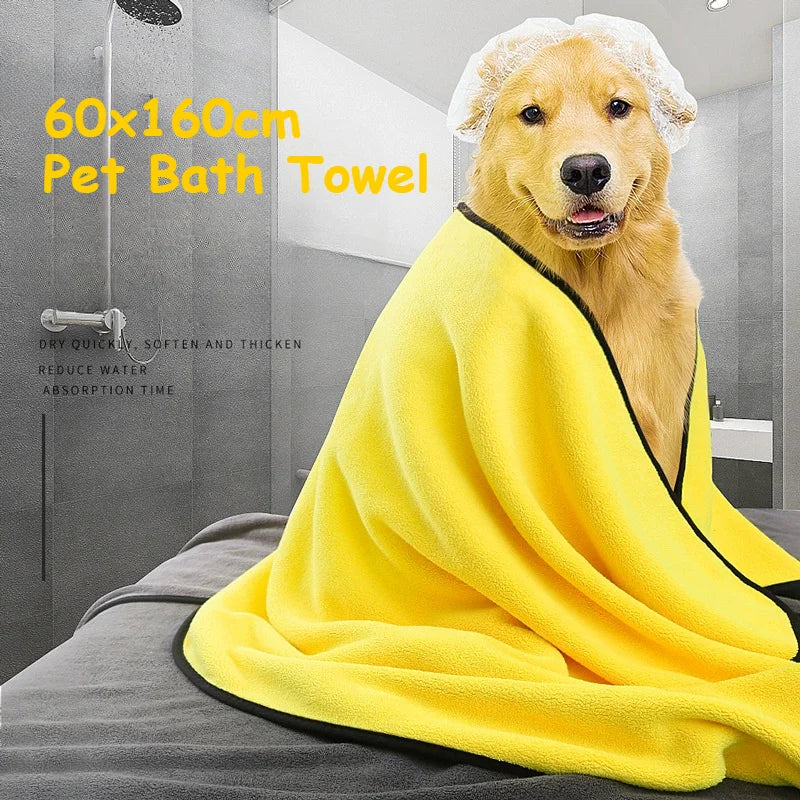 Pet Bath Towel – Large Absorbent Dog Drying Towel with Soft Coral Velvet - ZOOMNSTORE