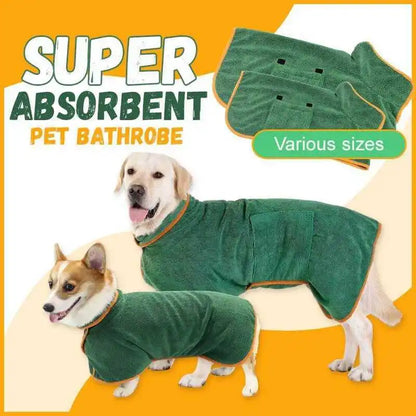 Pet Bathrobe - Highly Absorbent Dog Drying Coat Quick Dry Adjustable Robe - ZOOMNSTORE