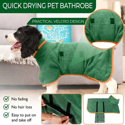 Pet Bathrobe - Highly Absorbent Dog Drying Coat Quick Dry Adjustable Robe - ZOOMNSTORE