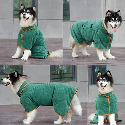 Pet Bathrobe - Highly Absorbent Dog Drying Coat Quick Dry Adjustable Robe - ZOOMNSTORE