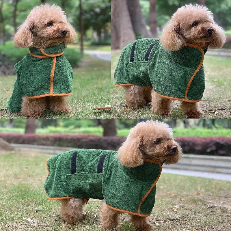 Pet Bathrobe - Highly Absorbent Dog Drying Coat Quick Dry Adjustable Robe - ZOOMNSTORE
