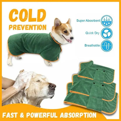 Pet Bathrobe Towel - Fast Drying Microfiber Dog Robe | Adjustable Absorbent Coat - ZOOMNSTORE