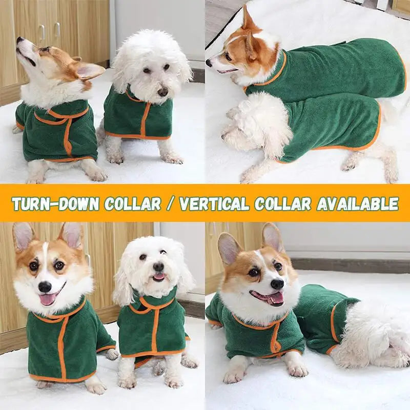 Pet Bathrobe Towel - Fast Drying Microfiber Dog Robe | Adjustable Absorbent Coat - ZOOMNSTORE
