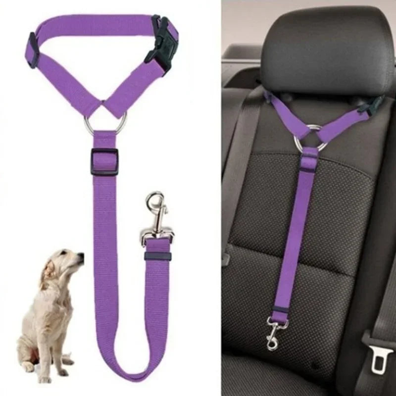 Adjustable Two-in-One Pet Car Seat Belt  Leash - Nylon Dog Safety Harness - ZOOMNSTORE