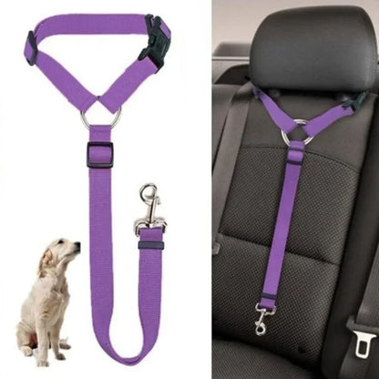 Adjustable Two-in-One Pet Car Seat Belt  Leash - Nylon Dog Safety Harness - ZOOMNSTORE
