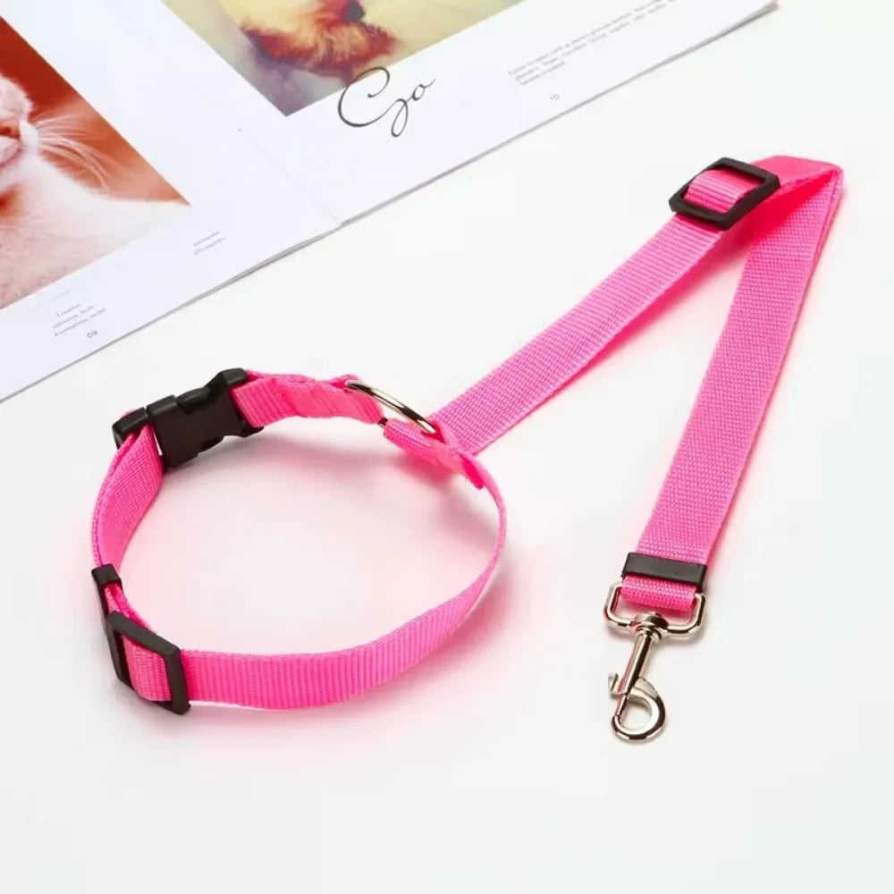 Adjustable Two-in-One Pet Car Seat Belt  Leash - Nylon Dog Safety Harness - ZOOMNSTORE