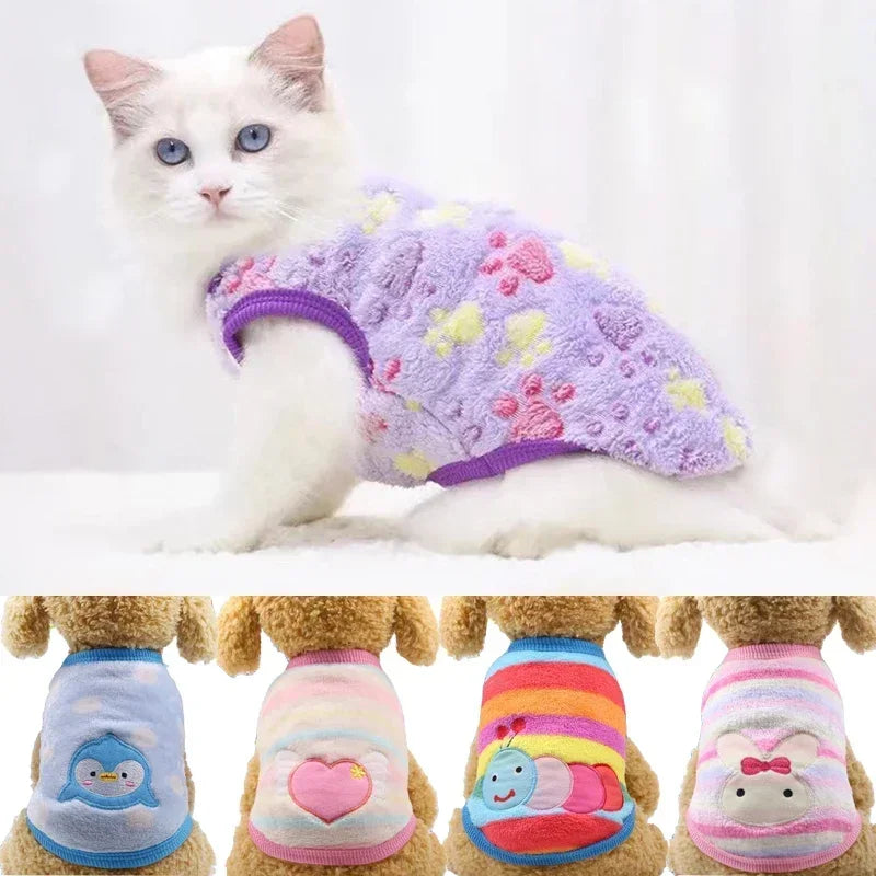 Pet Dog Clothes - Warm Fleece Dog Vest & Cozy Cat Sweater for Small Dogs - ZOOMNSTORE