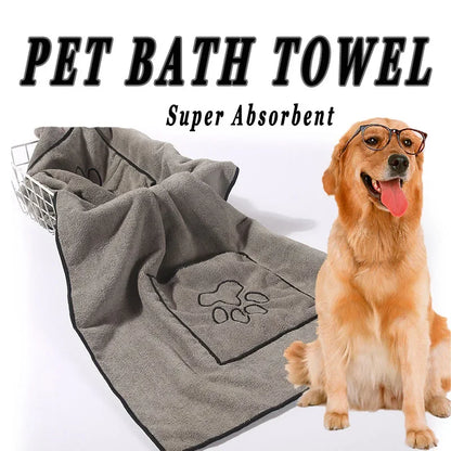 Pet Drying Towel - Large Absorbent Dog Bath Towel With Pocketed Design - ZOOMNSTORE