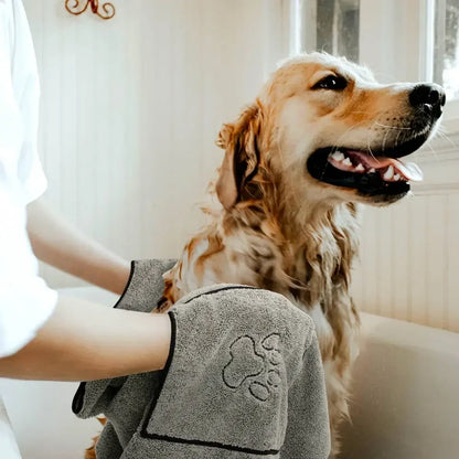 Pet Drying Towel - Large Absorbent Dog Bath Towel With Pocketed Design - ZOOMNSTORE
