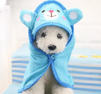Pet Drying Towel - Super Absorbent Dog Bath Towel With Puppy Hoodie - ZOOMNSTORE
