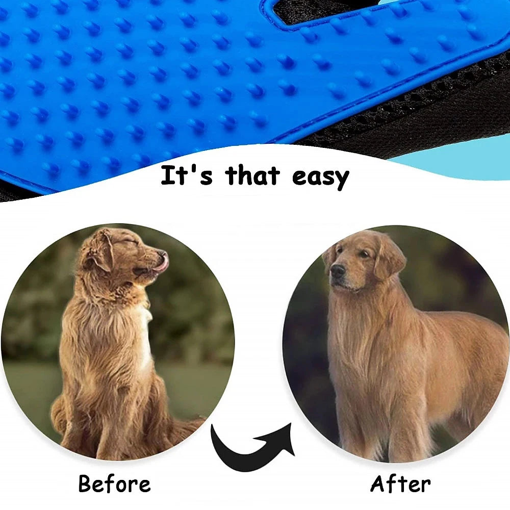 Pet Hair Remover Gloves - Silicone Grooming and Bathing Brush for Cats and Dogs - ZOOMNSTORE
