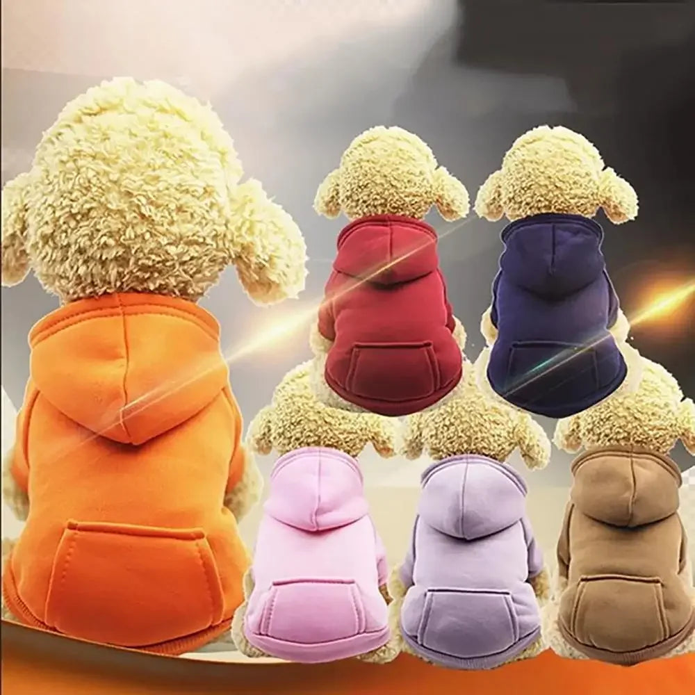 Hooded Pet Sweatshirt - Autumn Winter Dog  Cat Clothes with Pocket - ZOOMNSTORE