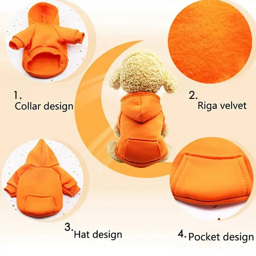 Hooded Pet Sweatshirt - Autumn Winter Dog  Cat Clothes with Pocket - ZOOMNSTORE