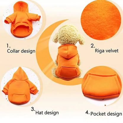 Hooded Pet Sweatshirt - Autumn Winter Dog  Cat Clothes with Pocket - ZOOMNSTORE