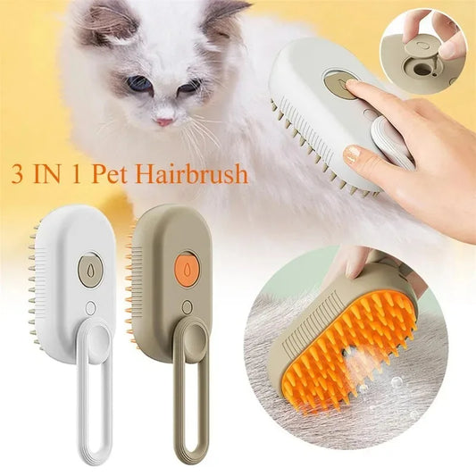 3-in-1 Pet Grooming Brush - Electric Steam Comb with Spray  Massage for Cats and Dogs - ZOOMNSTORE