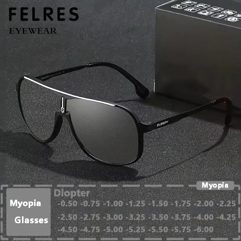 Photochromic Myopia Glasses - Large Oval Pilot Style Prescription Eyewear Men | Color Changing Sunglasses - ZOOMNSTORE