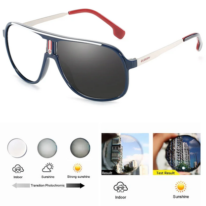 Photochromic Myopia Glasses - Large Oval Pilot Style Prescription Eyewear Men | Color Changing Sunglasses - ZOOMNSTORE