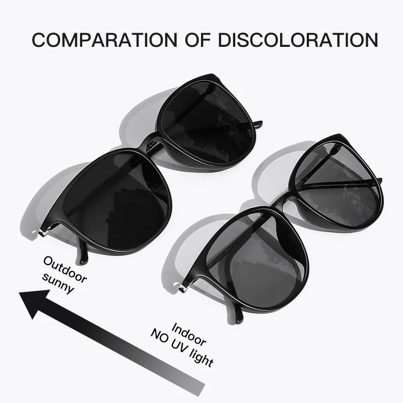 Photochromic Polarized Sunglasses - Men's Oval Shape Titanium Frame UV Protection Eyewear - ZOOMNSTORE