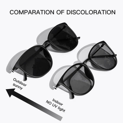 Photochromic Polarized Sunglasses - Men's Oval Shape Titanium Frame UV Protection Eyewear - ZOOMNSTORE