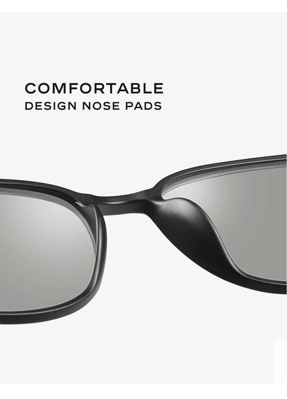 Photochromic Polarized Sunglasses - Men's Oval Shape Titanium Frame UV Protection Eyewear - ZOOMNSTORE