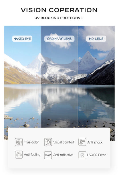 Photochromic Polarized Sunglasses - Men's Oval Shape Titanium Frame UV Protection Eyewear - ZOOMNSTORE