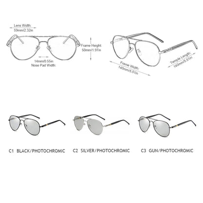Photochromic Polarized Sunglasses – Pilot Alloy Frame Men Women Driving Glasses UV400 - ZOOMNSTORE