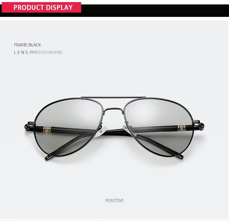 Photochromic Polarized Sunglasses – Pilot Alloy Frame Men Women Driving Glasses UV400 - ZOOMNSTORE