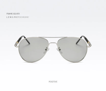 Photochromic Polarized Sunglasses – Pilot Alloy Frame Men Women Driving Glasses UV400 - ZOOMNSTORE