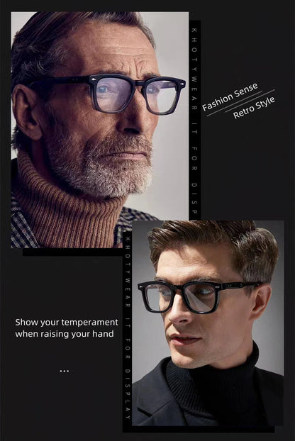 Photochromic Reading Glasses - Retro Square Frame Men’s Blue Light Blocking Eyewear - ZOOMNSTORE