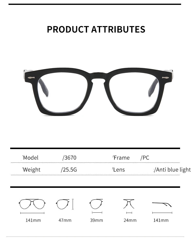 Photochromic Reading Glasses - Retro Square Frame Men’s Blue Light Blocking Eyewear - ZOOMNSTORE