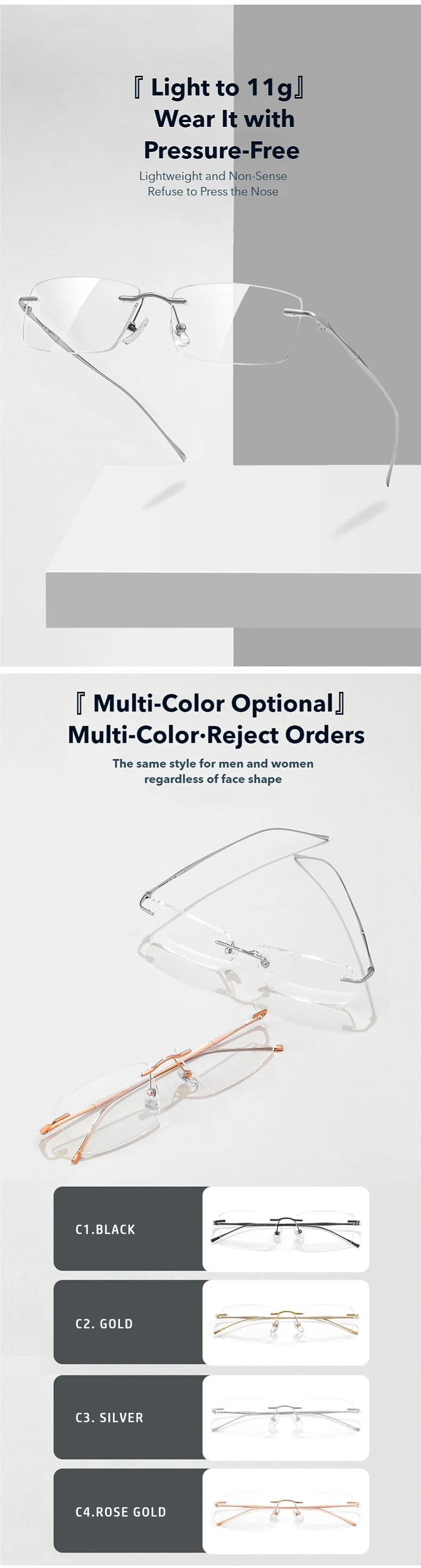 Photochromic Reading Glasses - Ultra-Light Titanium Myopia Eyewear With Blue Light Filter - ZOOMNSTORE