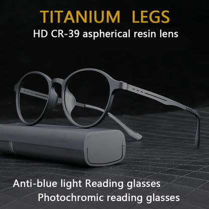 Photochromic Reading Glasses - Ultralight Titanium Frame, Blue Light Protection - ZOOMNSTORE
