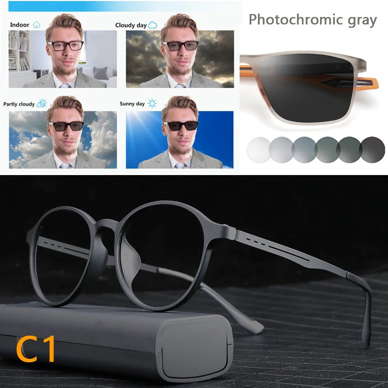 Photochromic Reading Glasses - Ultralight Titanium Frame, Blue Light Protection - ZOOMNSTORE