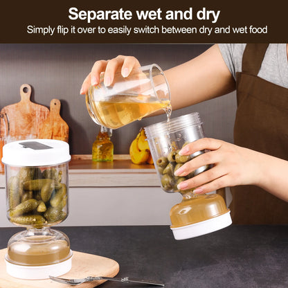 Pickle Jar Dispenser – Wet and Dry Forks Pickle Jar with Juice Separator Tool - ZOOMNSTORE
