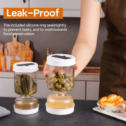 Pickle Jar Dispenser – Wet and Dry Forks Pickle Jar with Juice Separator Tool - ZOOMNSTORE
