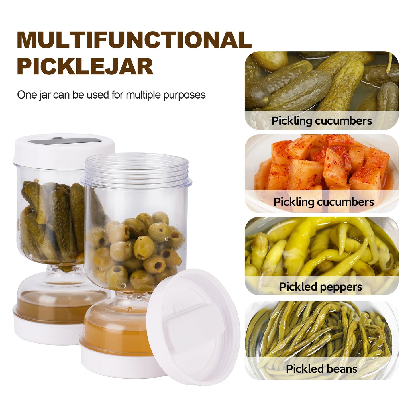 Pickle Jar Dispenser – Wet and Dry Forks Pickle Jar with Juice Separator Tool - ZOOMNSTORE