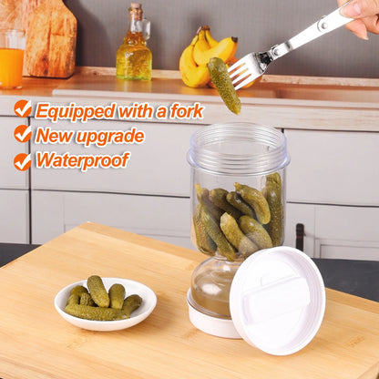 Pickle Jar Dispenser – Wet and Dry Forks Pickle Jar with Juice Separator Tool - ZOOMNSTORE