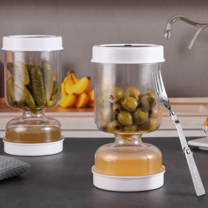 Pickle Jar Dispenser – Wet and Dry Forks Pickle Jar with Juice Separator Tool - ZOOMNSTORE