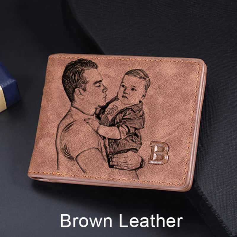 Picture Wallet Custom Engraving Wallet Frosted Retro Multifunction Wallets Multi Card Holder Leisure Coin Bag Father's Day Gift - ZOOMNSTORE