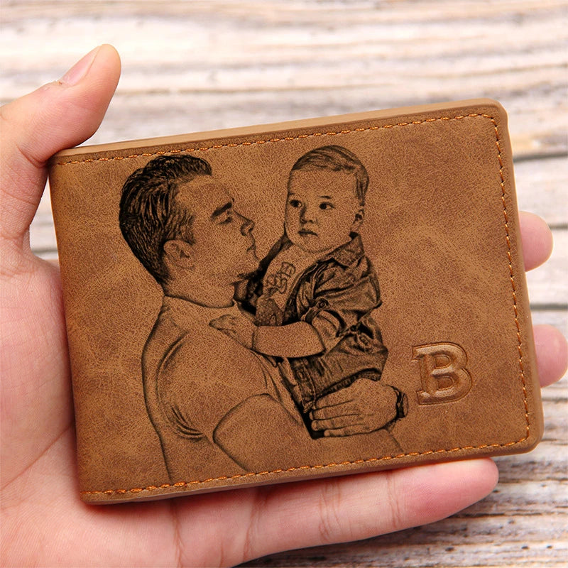 Picture Wallet Custom Engraving Wallet Frosted Retro Multifunction Wallets Multi Card Holder Leisure Coin Bag Father's Day Gift - ZOOMNSTORE