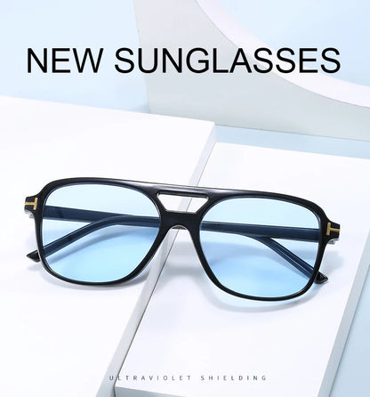 Pilot Sunglasses Women - Oversized Double Bridge Oval Goggles UV400 Protection - ZOOMNSTORE