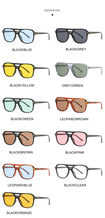 Pilot Sunglasses Women - Oversized Double Bridge Oval Goggles UV400 Protection - ZOOMNSTORE