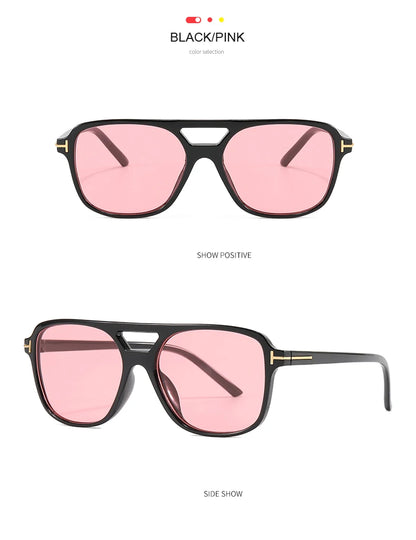 Pilot Sunglasses Women - Oversized Double Bridge Oval Goggles UV400 Protection - ZOOMNSTORE