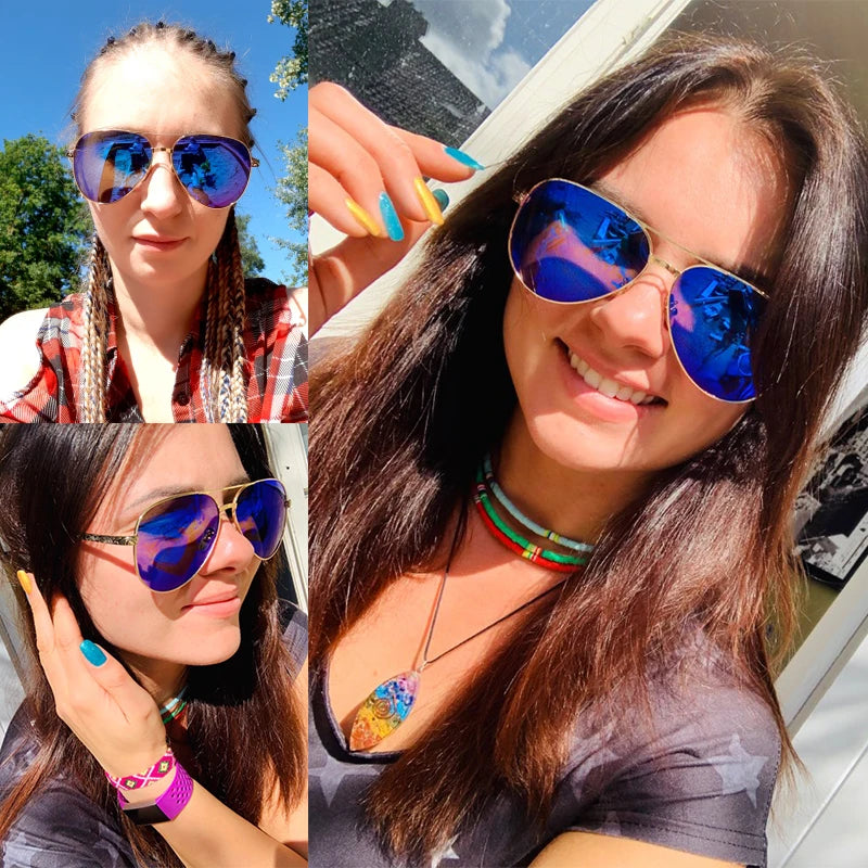 Vintage Polarized Pilot Sunglasses for Women - UV400 Mirror Sun Glasses with Box - ZOOMNSTORE